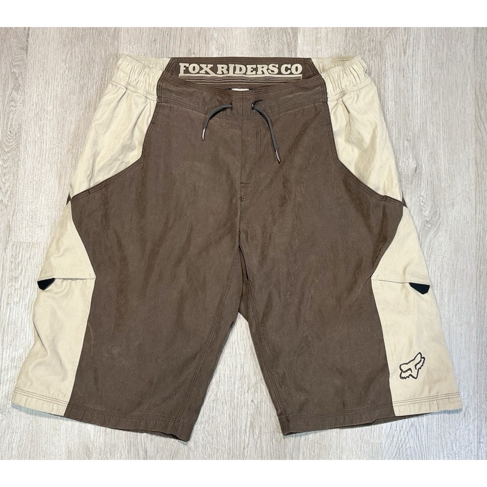Fox Racing Deluxe Ride Shorts Men 36 Y2K MTB Cycling Black White Padded Lined